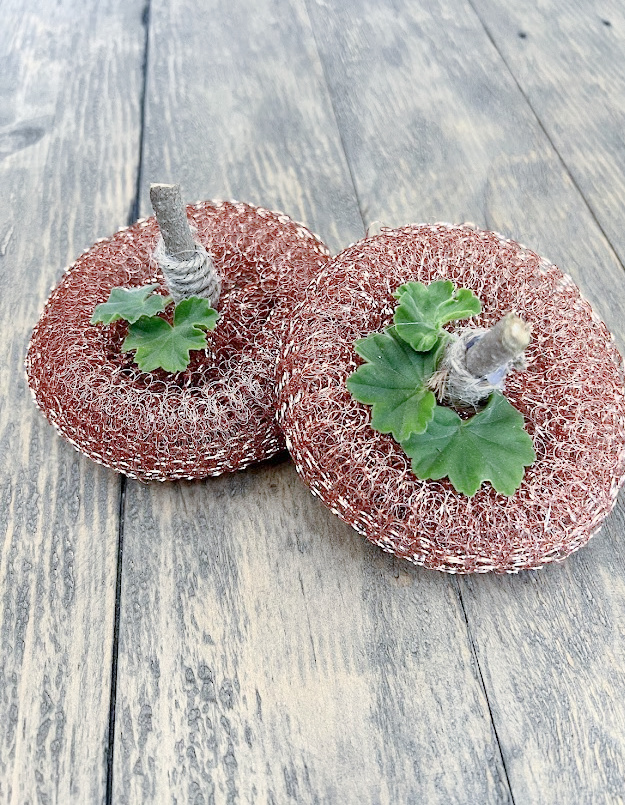 Mini Metal Pumpkins From Scouring Pads