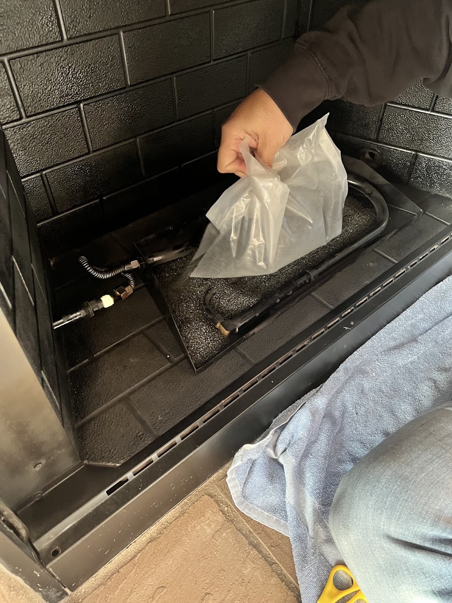 Gas log fireplace converted with fire glass DIY My Slice of