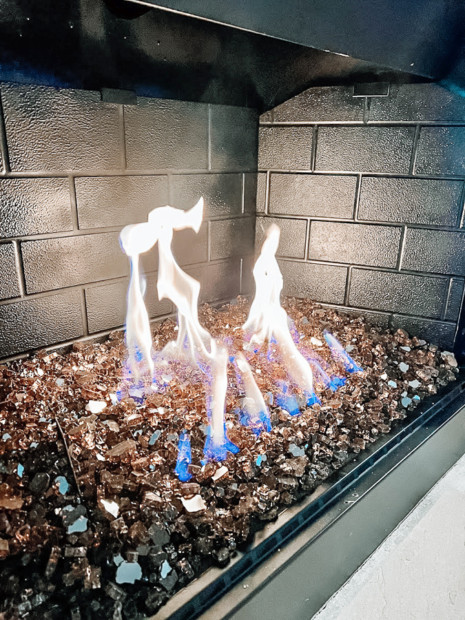 Gas log fireplace converted with fire glass DIY