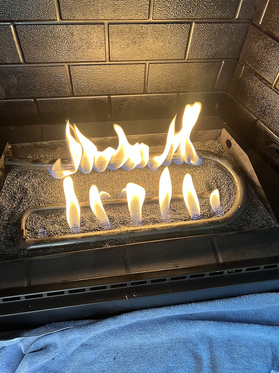 Gas log fireplace converted with fire glass DIY My Slice of