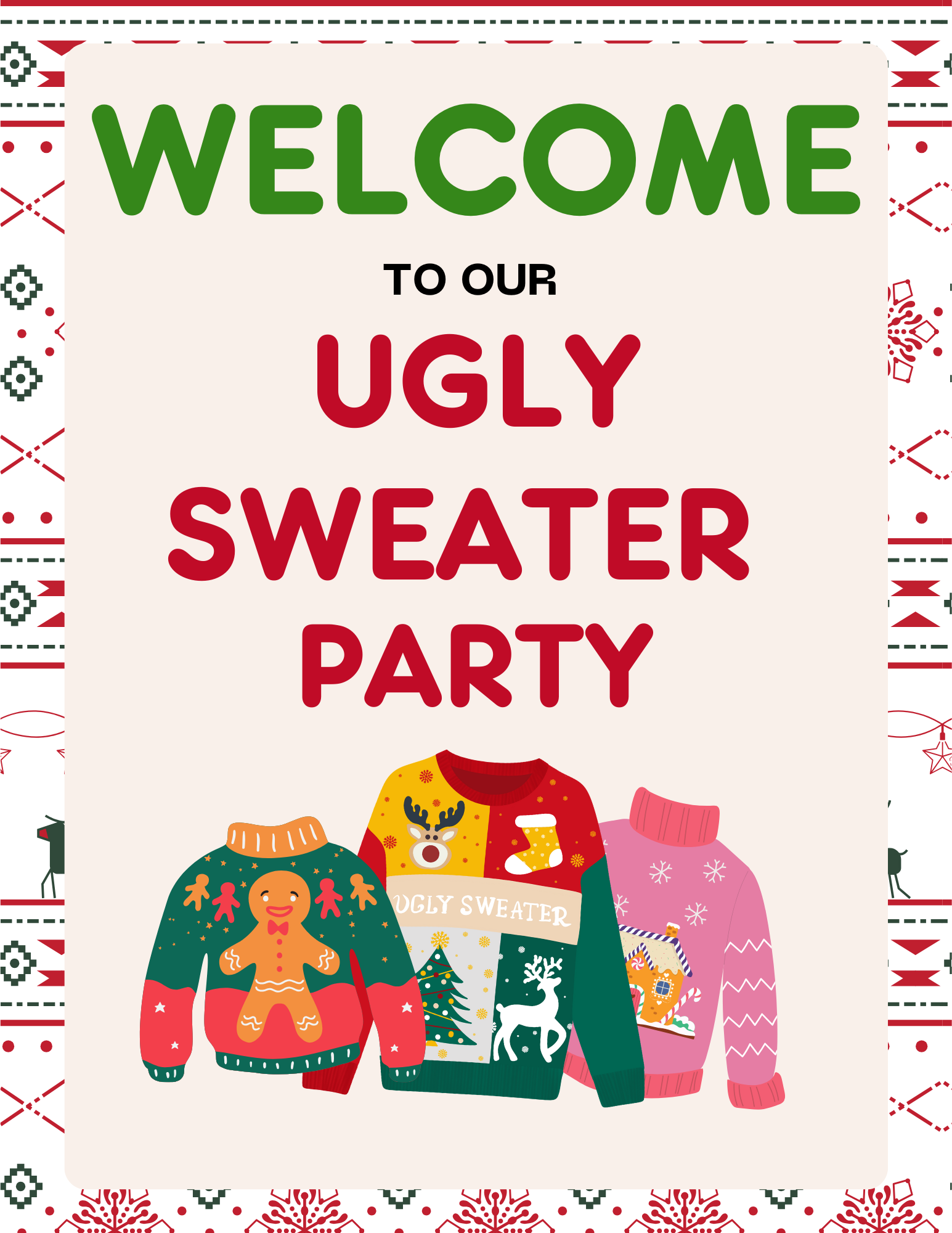 Free Printable Ugly Christmas Sweater Party Kit