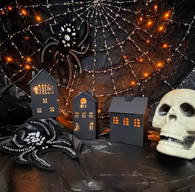 DIY Christmas Village into a Spooky Halloween Village