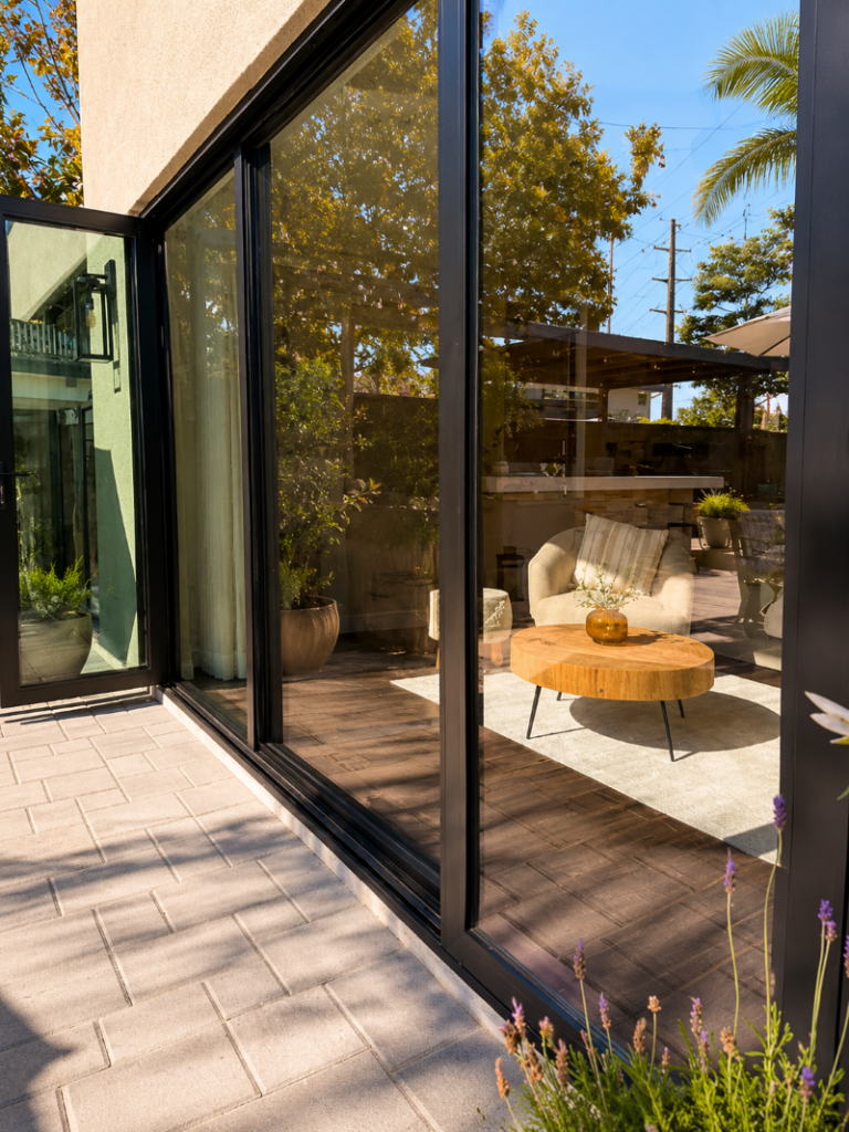Outdoor patio after sliding glass doors installed
