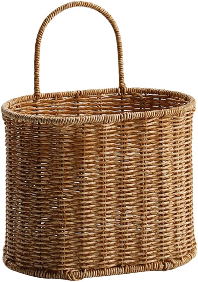 Rattan woven basket with handle